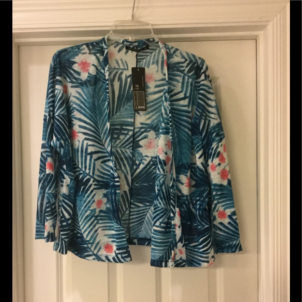 NWT Cuesta Blanca palm print open cardigan