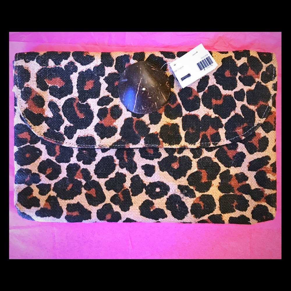 Burlap Clutch/Purse Cheetah Pattern