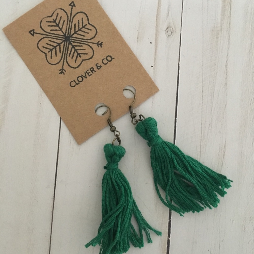 Shamrock Tassel Earrings!!