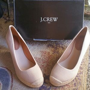 NIB J. Crew Flax Canvas Espadrille Wedges