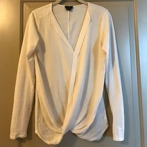 Theory ivory Silk front drape blouse