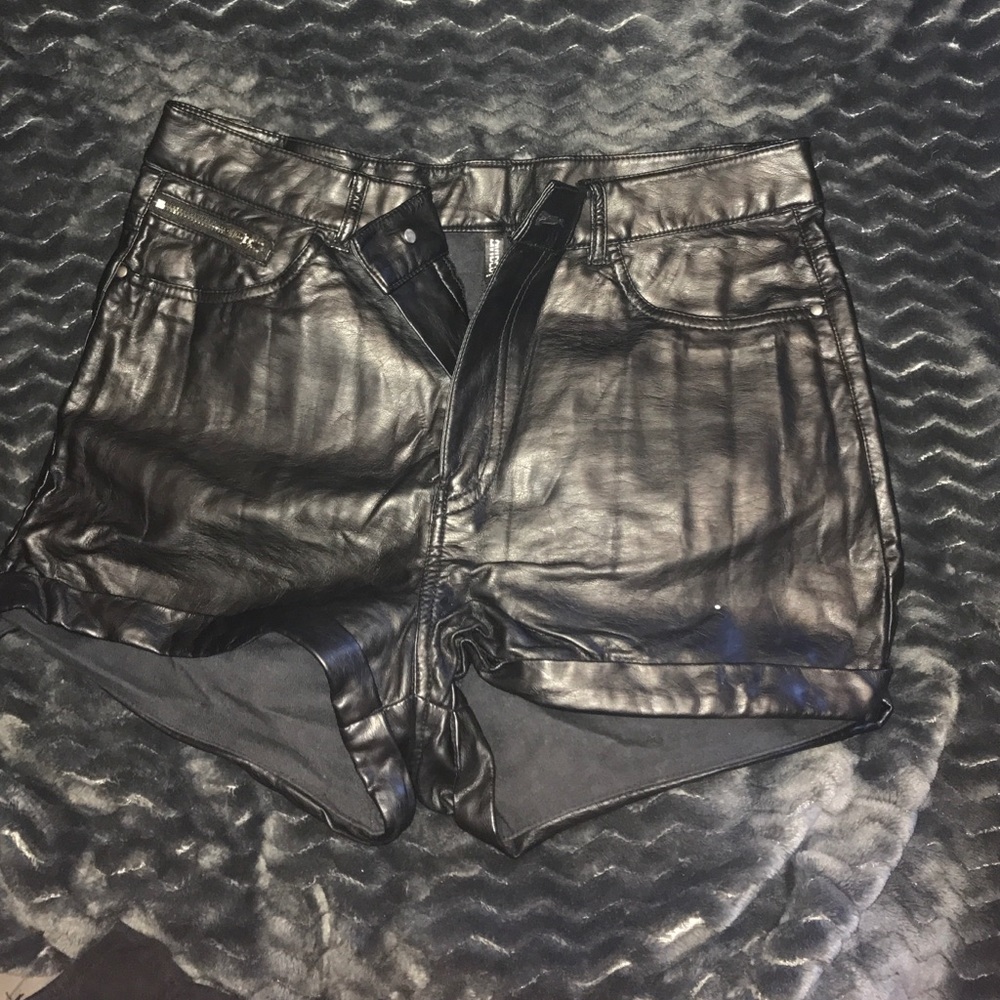 H&M leather shorts.
