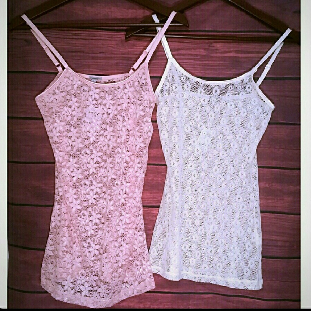 NWT Lace Pink And Off White Tanks Size L and S