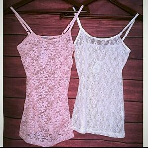 NWT Lace Pink And Off White Tanks Size L and S