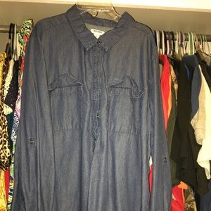 Denim top, long sleeve or roll up 3/4