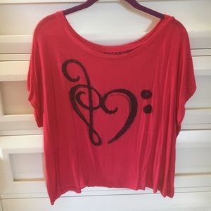 Red Heart and Musical Notes Top