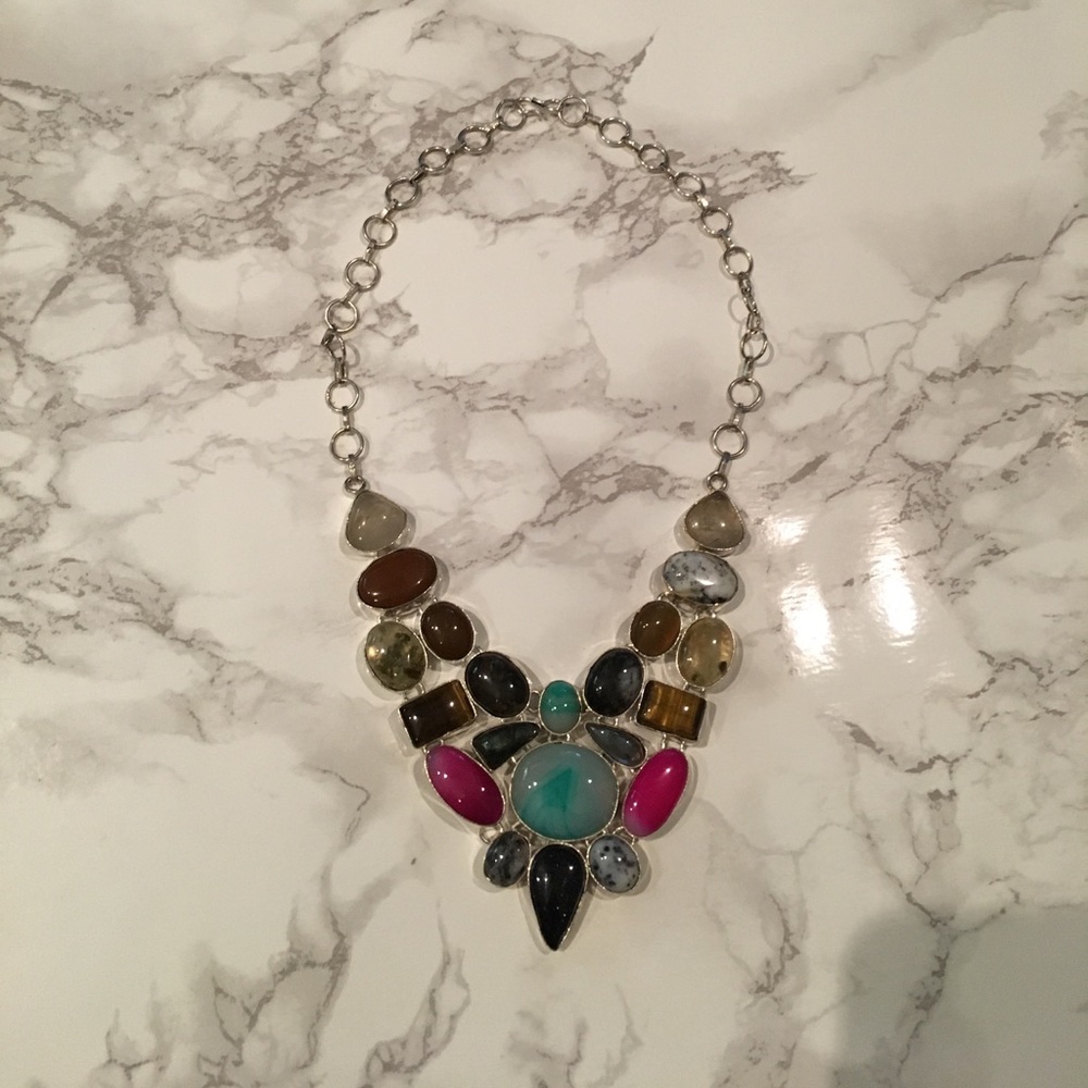 Colorful statement bib necklace