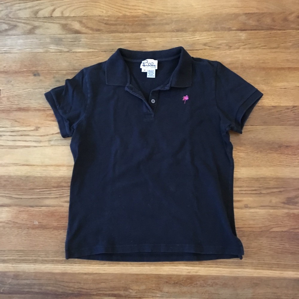 Lilly Pulitzer Medium Black Polo with Pink Detail