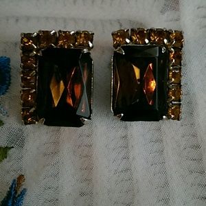Faux Topaz Earrings Unsigned