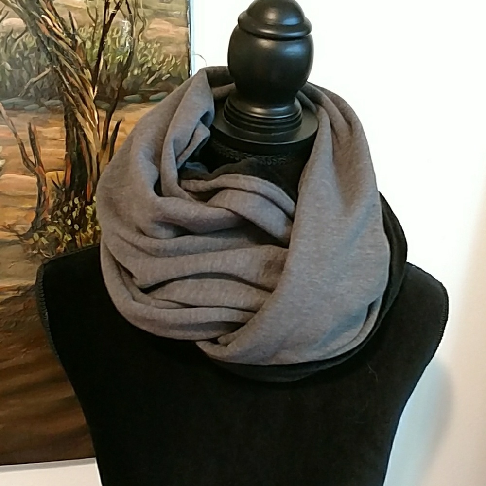 Scarf Apana wrap shawl reversible black furry