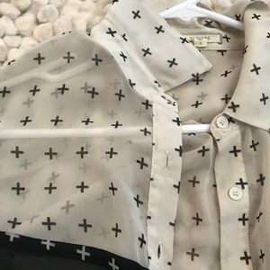Chiffon Top Black and White Crosses
