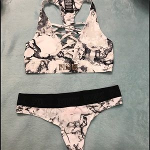 Victoria's Secret PINK Marble Bralette & Panty Set