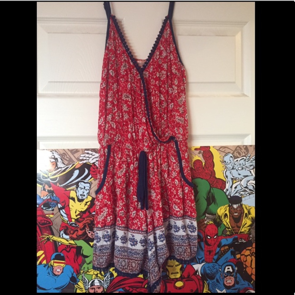 NWOT Red White Blue Boho Romper