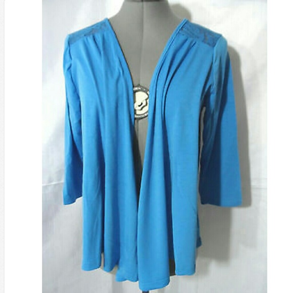 JON & ANNA NY Lacey Cardigan Sweater S M BLUE - Picture 1 of 4