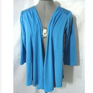 JON & ANNA NY Lacey Cardigan Sweater S M BLUE
