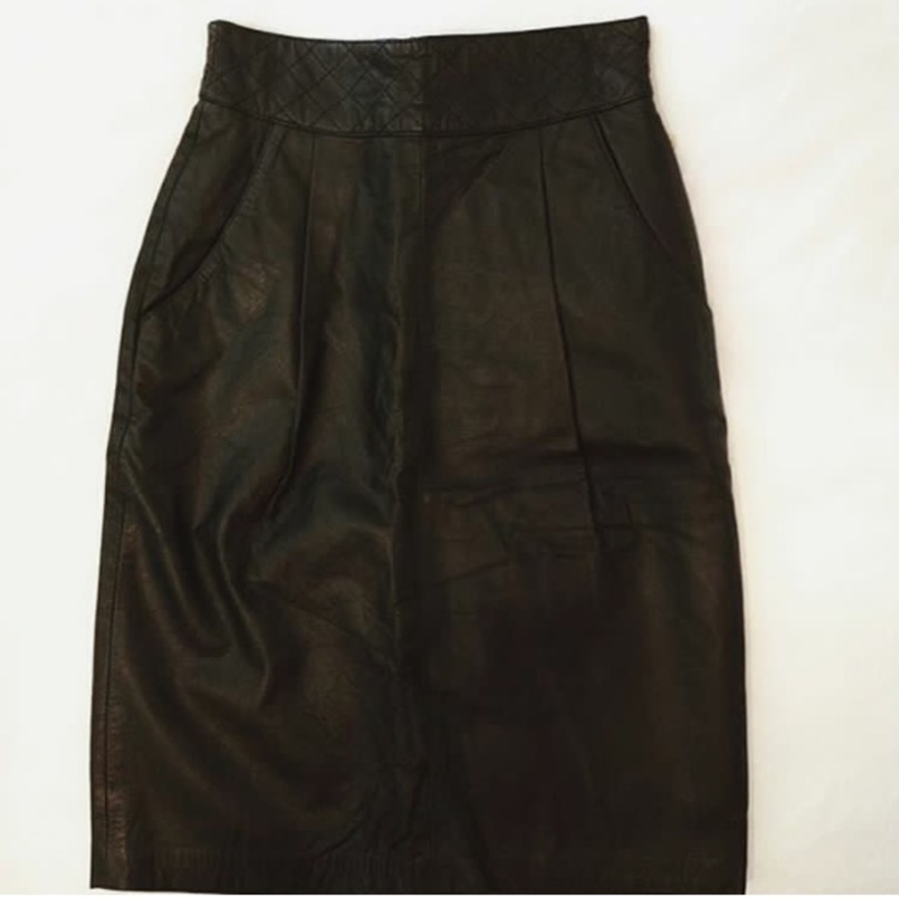 New! High Waisted real Leather Skirt with Pockets!