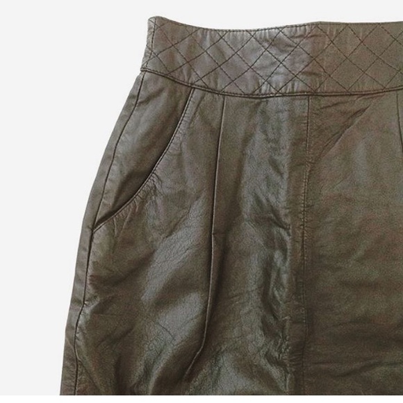 New! High Waisted real Leather Skirt with Pockets! - Picture 2 of 3