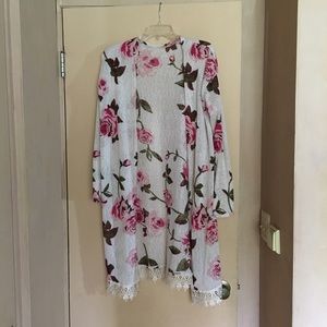 Floral Fringe Longline Cardigan