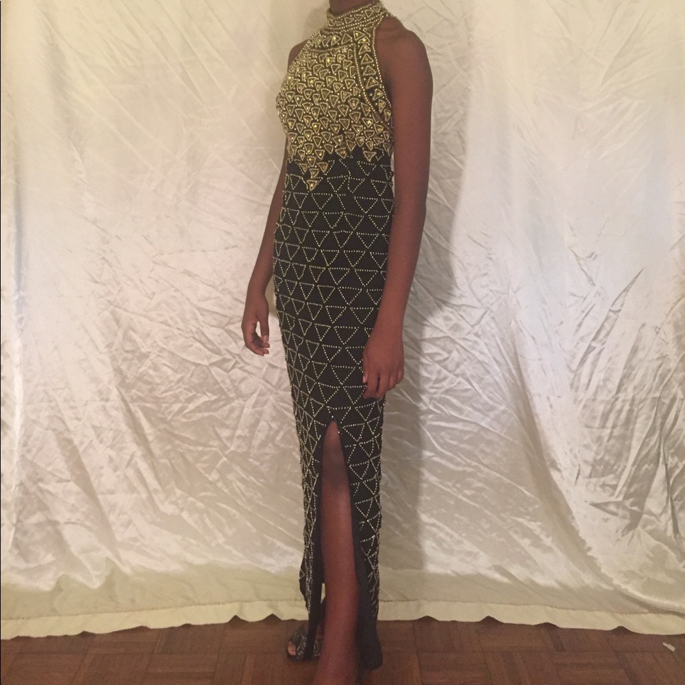 Vintage Detailed Beading Floor Length Gown