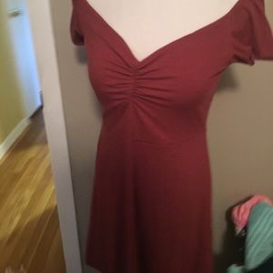 Rust off the shoulder dress