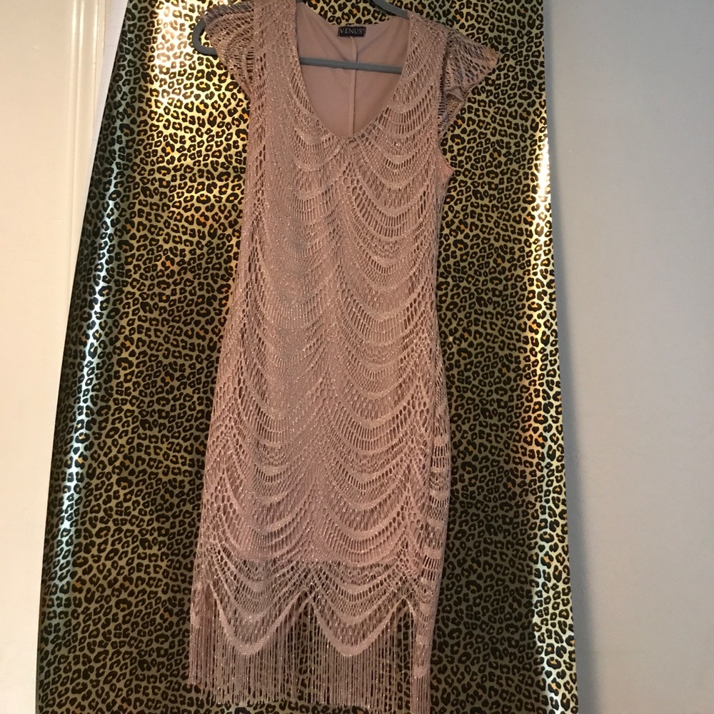 Venus crochet lined gold dress!