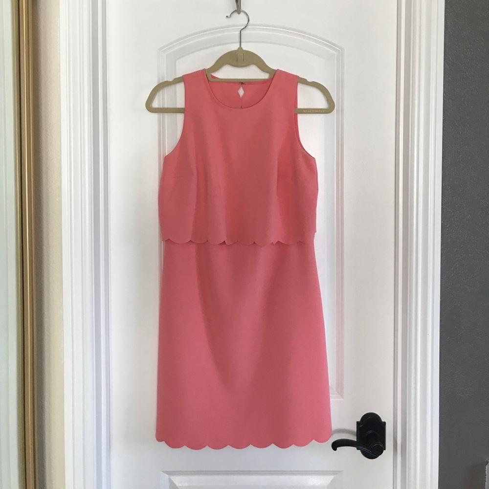 pink peplum scalloped dress