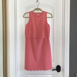 pink peplum scalloped dress