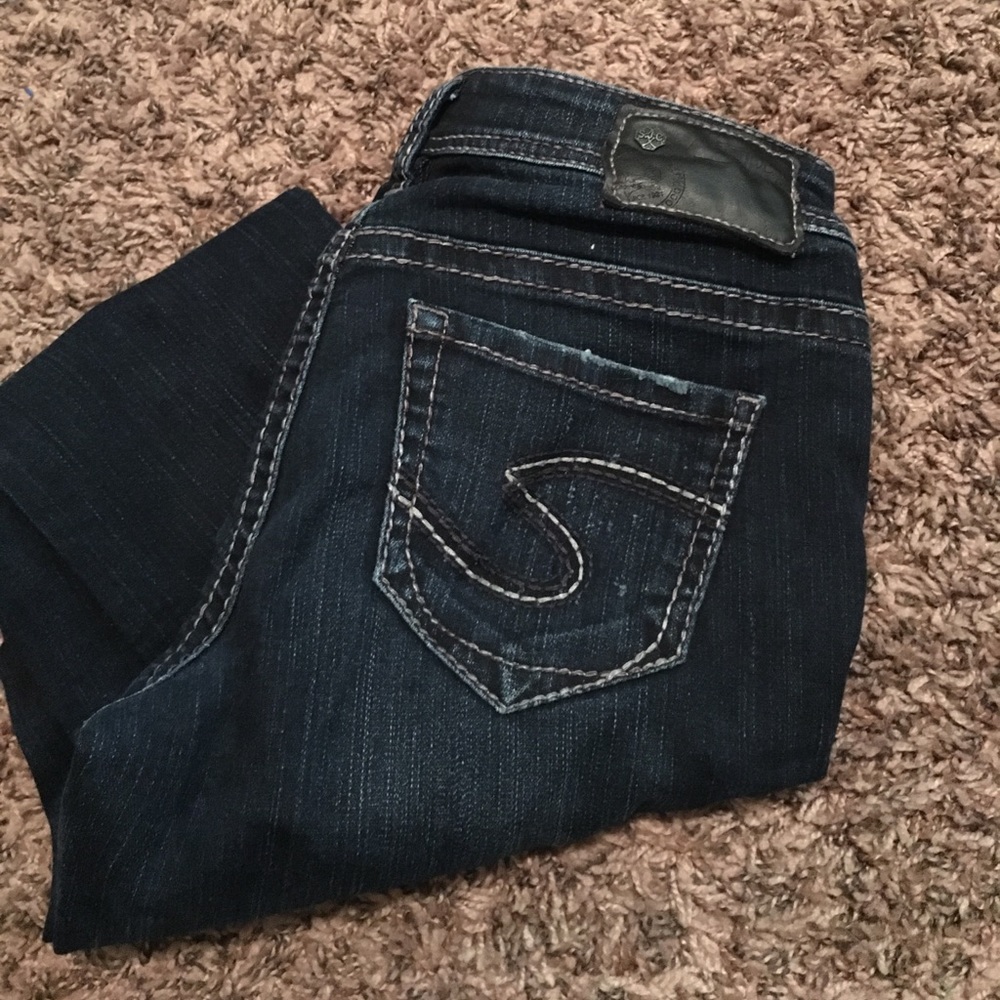 silver jean capris