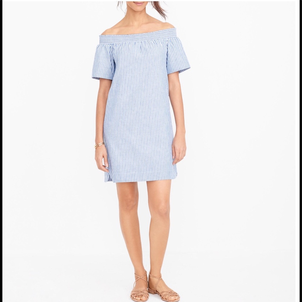 J. CREW STRIPED OFF-THE-SHOULDER DRESS. Size 4