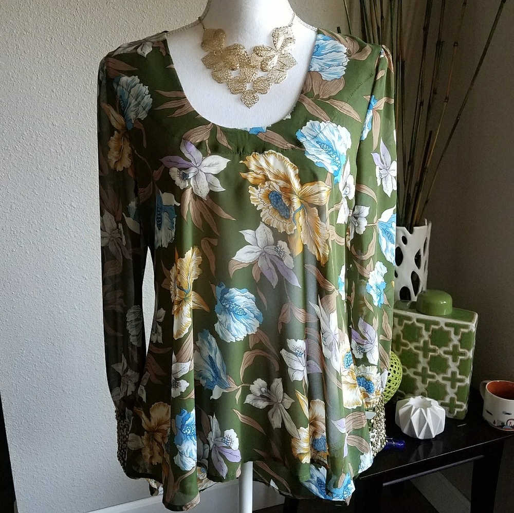 Sheer floral tunic