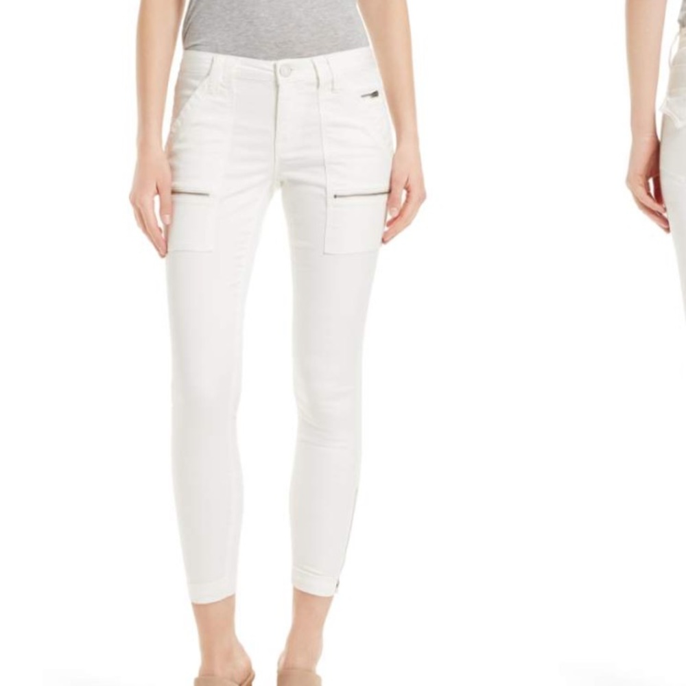 Joie Cropped Zippered Off-White Jeans