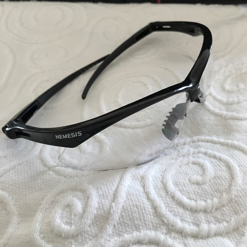 Nemesis brand glasses.