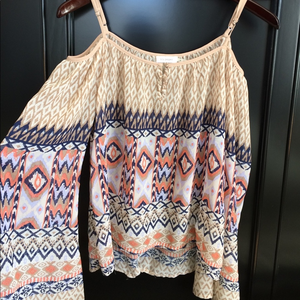 Patterned off the shoulder blouse