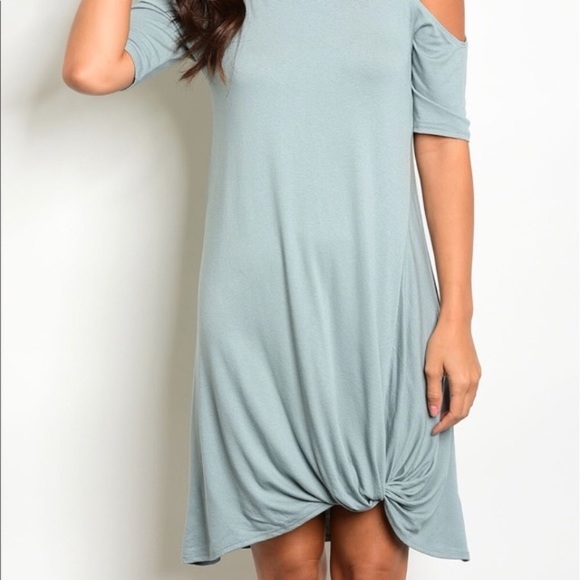 *LAST ONE* Sage Cold Shoulder Dress - Picture 2 of 3