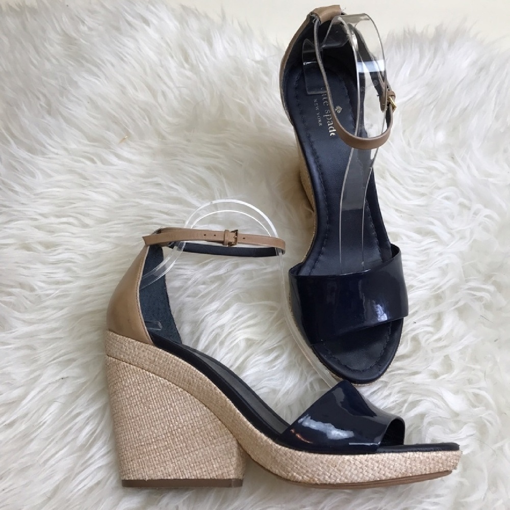 Kate Spade navy semi wedge heels