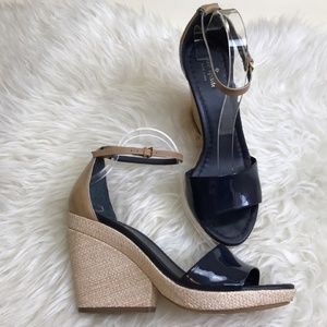 Kate Spade navy semi wedge heels