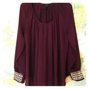 Chiffon purple blouse with studded cuffs