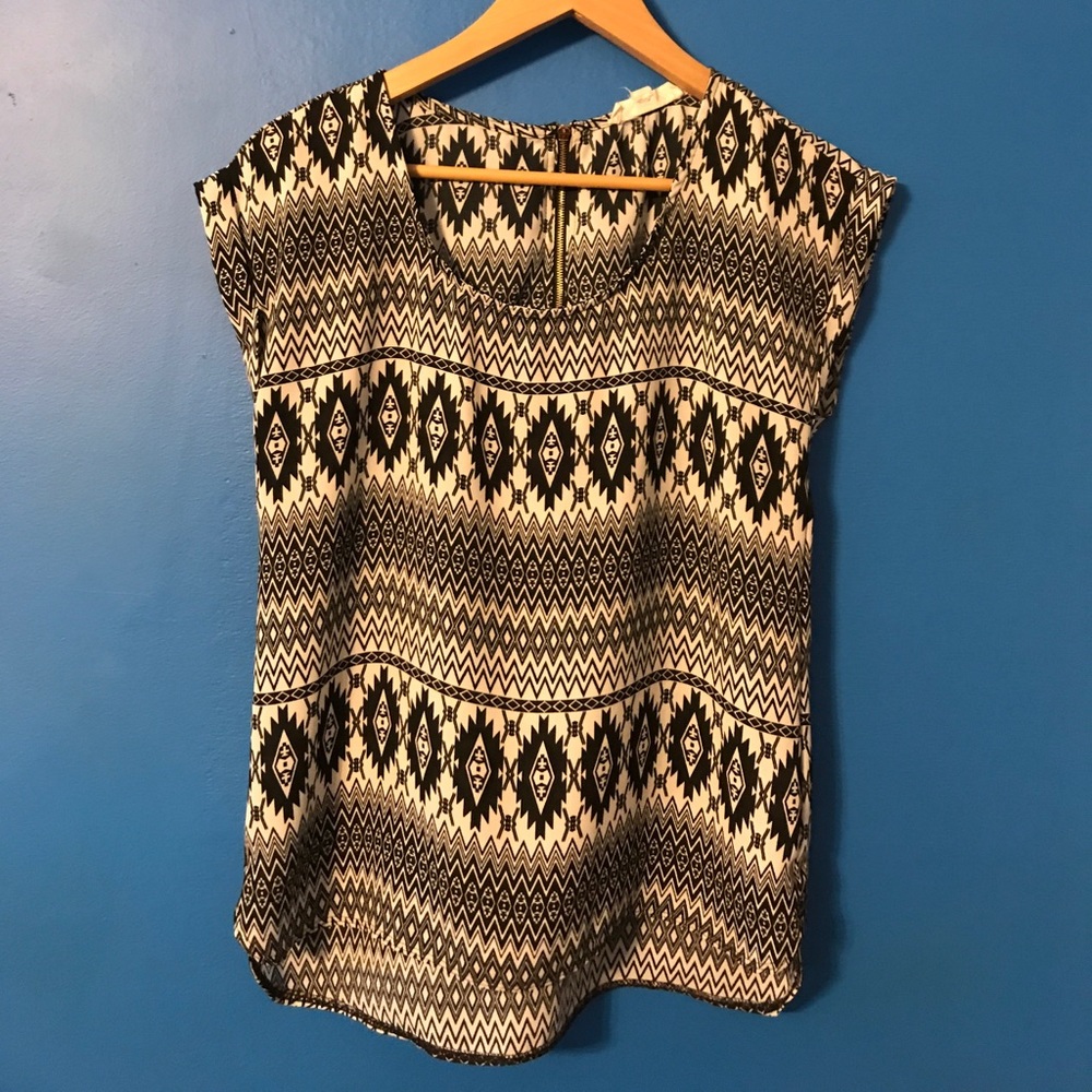 Black and white sheer blouse