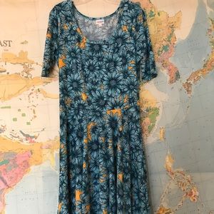 Lularor Nicole XL blue and yellow flowers