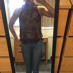 Lace high neck LC tank top
