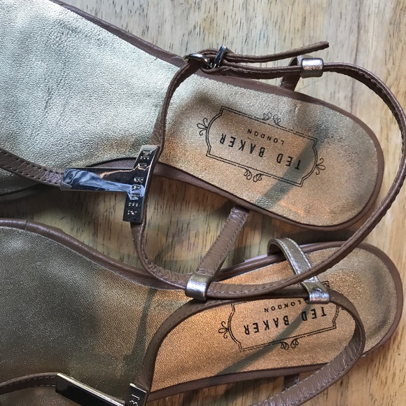 Ted Baker Tan Leather Designer Sandals US 7 - Picture 2 of 6
