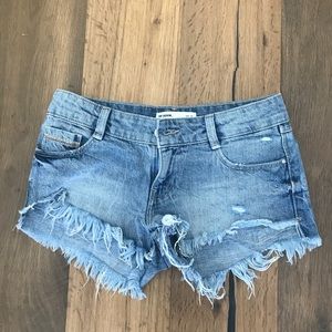 Zara distressed denim shorts