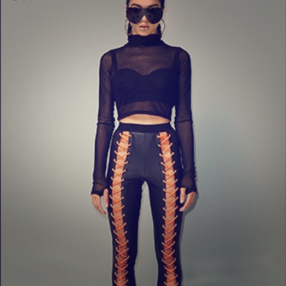 ✨Dollskill Mink Pink SOLD OUT Black Mesh Crop Top✨