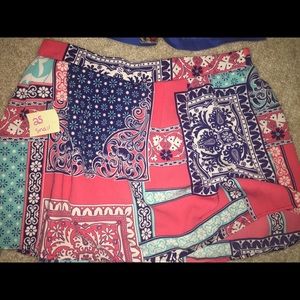 Multi color print skort