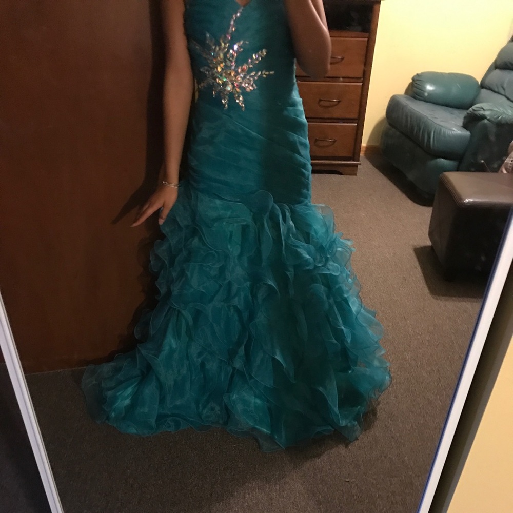 Dark mint green color prom/homecoming dress