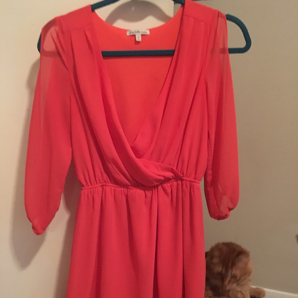 3/4 sleeve coral dress