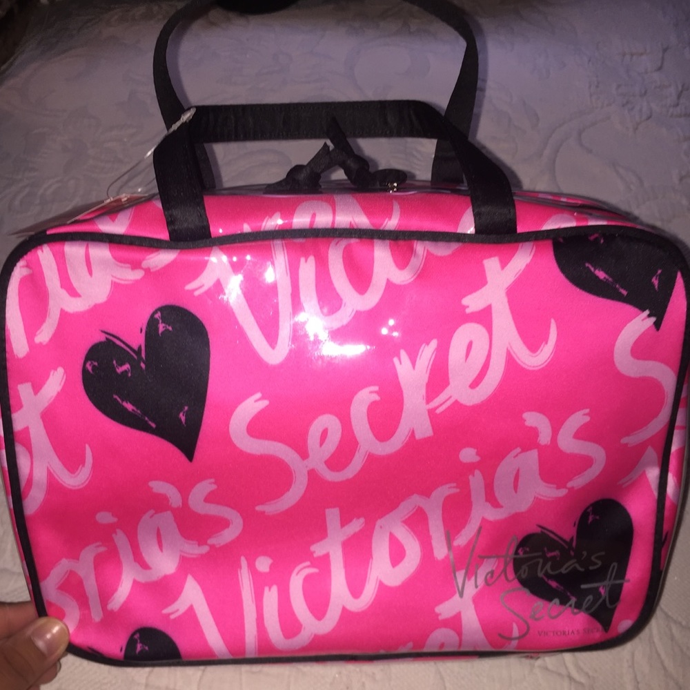 Pink Victoria's Secret travel/makeup bag