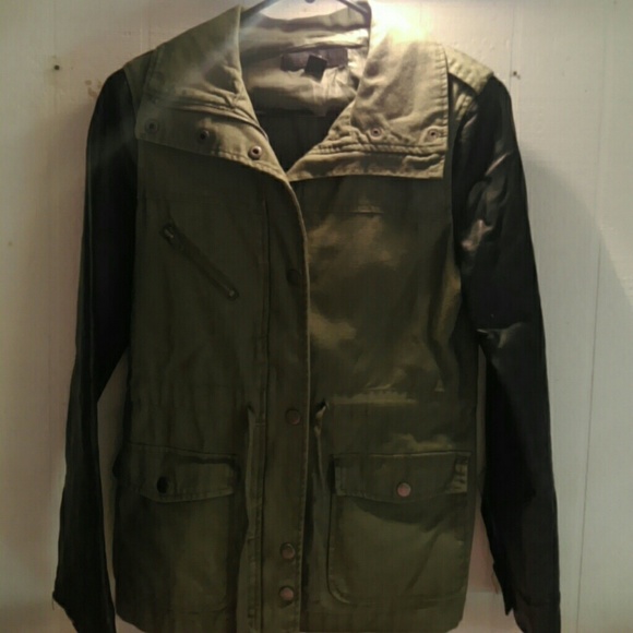 Leather sleeve army jacket - Picture 2 of 4