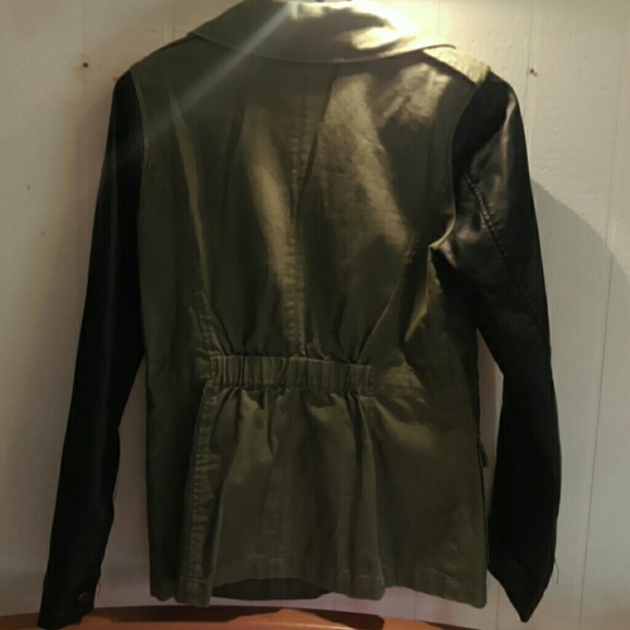 Leather sleeve army jacket - Picture 3 of 4