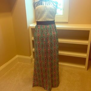 White and Aztec maxi dress